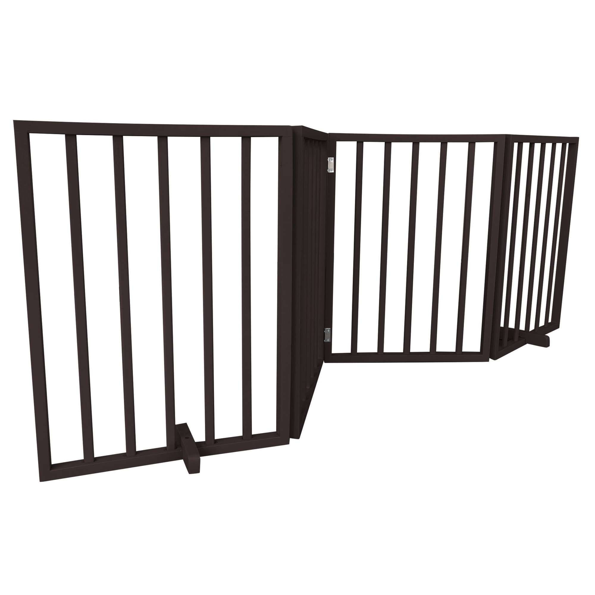 AmeriHome Freestanding Folding Wood Pet Gate — 72in., 4-Panel, 24in. Tall, Brown, Model# WFPGB4